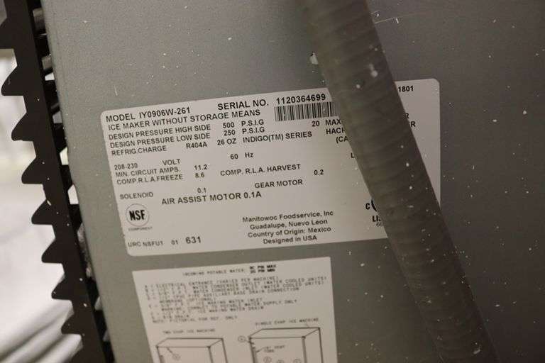 Manitowoc IY0906W-291 water cooled 900# ice cuber head - mfg date of 1801
