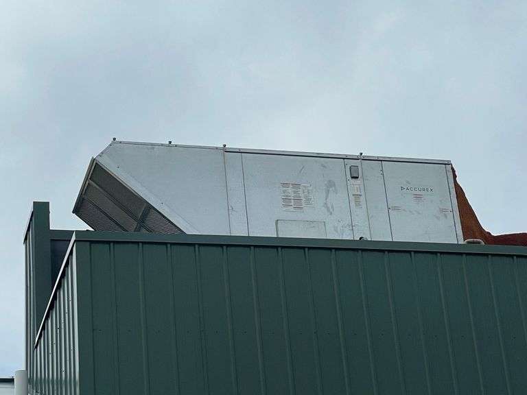 Complete Hood System - Accurex 54" x 17' stainless digital controlled exhaust hood system with wet fire suppression, 2 exhaust fans - heated return air fan - Buyer to remove all units - seller with cap holes in the roof - This is a fabulous, high dollar hood system - hood is a two piece unit bolted together - Installed in 2022/2023 time frame - WOW