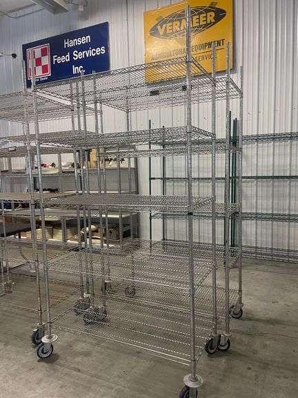 Times 2 - 24" x 48" Portable chrome coated wire racks - 86" tall poles