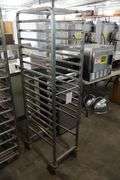Stainless portable sheet pan rack for 1/2 sized sheet pans