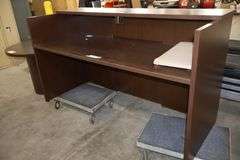 30" x 72" wood laminate front secretary's desk - nice - carts not included