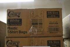 Times 2 - cases of Choice 1/6 size white plastic T-Shirt bags - 11 1/2" x 6" x 21"