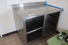 30" x 48" stainless base cabinet with back splash
