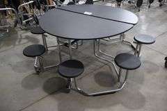Times 5 - Uniframe 60" round 8 student fold up portable lunch tables