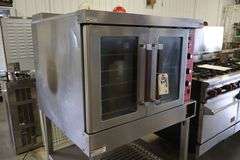 Vulcan SG4D-1 gas convection oven with stainless equipment stand - missing gas valve cover