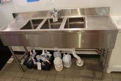 18" x 60" Advance SLB-53C stainless 3 bin bar sink