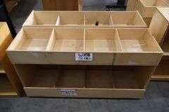 Times 2 - 48" wide x 26" x 15" deep wood 8 bin portable organizer cabinet