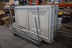 Wenger 3 panel Series 64 Travel master acoustic shells with portable transport cart - overall width is 10' - 2 panels have frames, 1 is an insert