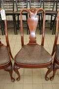 Times 6 - ornate dining room chairs with black vinyl padded seats