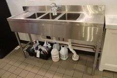 18" x 60" Advance SLB-53C stainless 3 bin bar sink