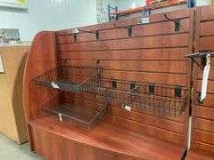 18" x 8 ft Cherry finish slat board point of purchase display - 2) 4 ft sections