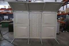 Wenger 3 panel Series 64 Travel master acoustic shells with portable transport cart - overall width is 10' - 2 panels have frames, 1 is an insert