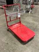Winholt 24" x 36" heavy duty red metal 4 wheel warehouse cart