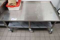 36" x 60" stainless custom made high dollar portable equipment stand - 6 castor base unit - nice
