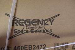 Regency 24" x 72" portable black coated rack with 4 new shelves and portable chrome poles - no shelf clips