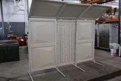 Wenger 7 panel Series 64 Travel master acoustic shells with portable transport cart - overall width is 22' - 4 panels have  frames, 3 are inserts