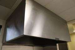 Accurex 54" x 72" stainless baking hood with exhaust fan - has manufacture tag - buyer to remove exhaust fan from roof - seller with cap the hole