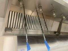 Complete Hood System - Accurex 54" x 17' stainless digital controlled exhaust hood system with wet fire suppression, 2 exhaust fans - heated return air fan - Buyer to remove all units - seller with cap holes in the roof - This is a fabulous, high dollar hood system - hood is a two piece unit bolted together - Installed in 2022/2023 time frame - WOW