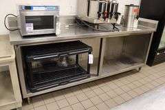 30" x 93" stainless base cabinet with 6" back splash