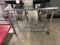 24" x 50" portable stainless table with wire under shelf