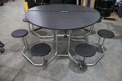 Times 5 - Uniframe 60" round 8 student fold up portable lunch tables