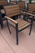 Large lot to go - 30" x 30" table - 15 broken chairs as is - 42" round table - as is umbrellas