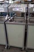 Atlas Metal 20" portable stainless tray cart with silverware dispenser