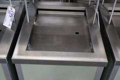 Atlas Metal 20" portable stainless tray cart with silverware dispenser