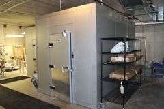 2023 Amerikooler 8' x 12' x 104" tall aluminum and foam walkin cooler with diamond plate floor with ramp - Bohn 2 fan evap - 3 phase compressor - fabulous unit - Serial #231988-D1-6-23 - amazing unit - located in basement