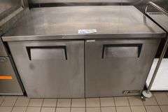 True TUC-48-LP portable 2 door under counter cooler with stainless work top