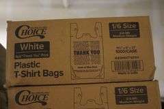 Times 2 - cases of Choice 1/6 size white plastic T-Shirt bags - 11 1/2" x 6" x 21"