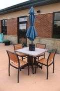 Patio set - 36" x 36" patio table with 4 chairs and umbrella and weights