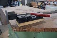 24" x 60" Table with 6 bay locker metal base cabinet & One Way grinding jig