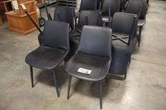 Times 7 - Black metal framed padded black vinyl dining/lounge chairs - supports up to 350# - easy to clean chairs