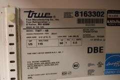 True TWT-48 refrigerated 2 door under counter cooler with stainless work top