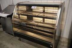 50" Barker curved glass front sliding rear glass door dry pastry case