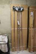 Regency 24" x 72" portable black coated rack with 4 new shelves and portable chrome poles - no shelf clips