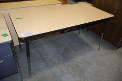 30" x 60" metal framed wood laminate top table
