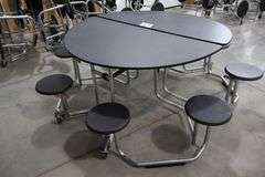 Times 4 - Uniframe 60" round 8 student fold up portable lunch tables