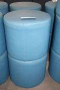 Times 4 - Hon 18" round x 16" tall blue vinyl stools - showing some stains - buyer to view