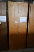 32" wide x 82" tall x 25" deep wood 2 door cabinet