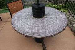 42" round patio table with 1 chairs with umbrella