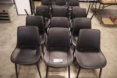 Times 12 - Black metal framed padded black vinyl dining/lounge chairs - supports up to 350# - easy to clean chairs