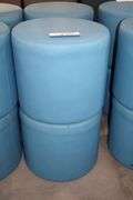 Times 4 - Hon 18" round x 16" tall blue vinyl stools - showing some stains - buyer to view