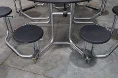 Times 5 - Uniframe 60" round 8 student fold up portable lunch tables