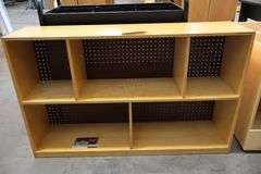 48" wide x 28" tall x 12" deep wood 5 bin organizer cabinet
