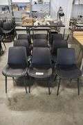 Times 12 - Black metal framed padded black vinyl dining/lounge chairs - supports up to 350# - easy to clean chairs