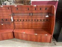 18" x 8 ft Cherry finish slat board point of purchase display - 2) 4 ft sections