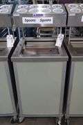 Atlas Metal 20" portable stainless tray cart with silverware dispenser