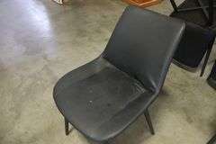 Times 7 - Black metal framed padded black vinyl dining/lounge chairs - supports up to 350# - easy to clean chairs
